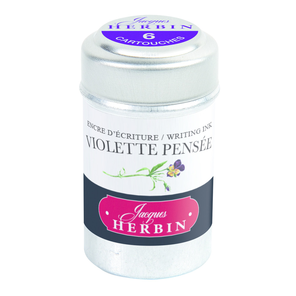 Картриджи с чернилами (6 шт) для перьевой ручки Herbin Violette pensee (сине-лиловый), артикул 20177T. Фото 1