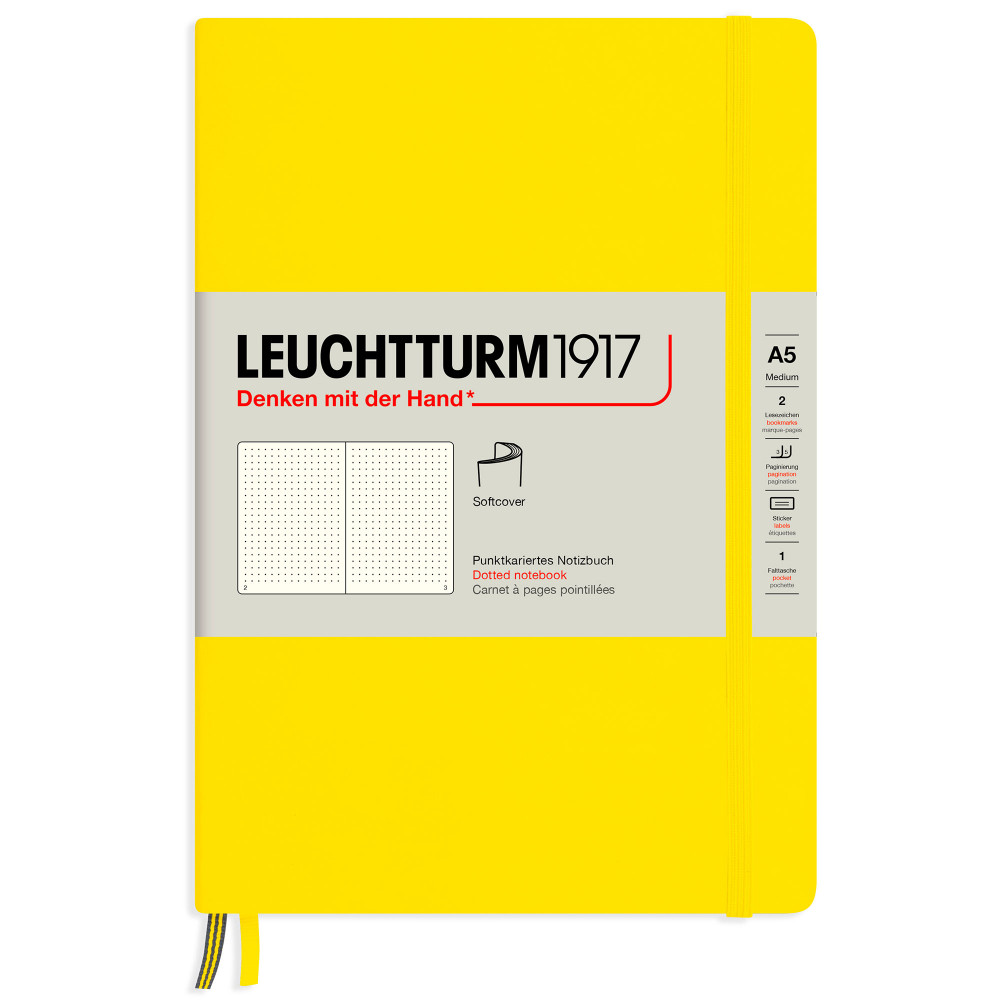 Записная книжка Leuchtturm Medium A5 Lemon мягкая обложка 123 стр, артикул 362846. Фото 1