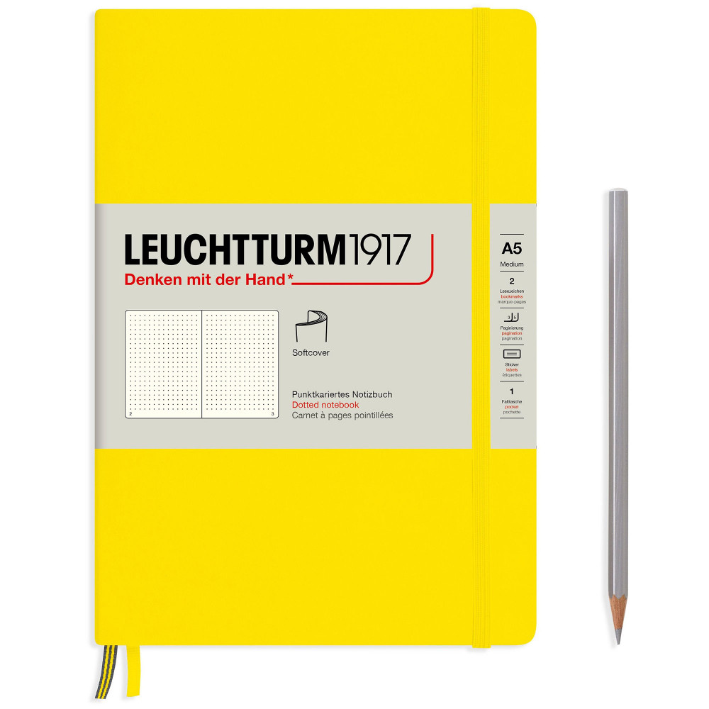 Записная книжка Leuchtturm Medium A5 Lemon мягкая обложка 123 стр, артикул 362846. Фото 2