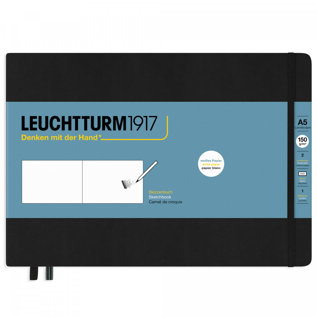 Скетчбук горизонтальный Leuchtturm Landscape Medium A5 Black, артикул 362366. Фото 1