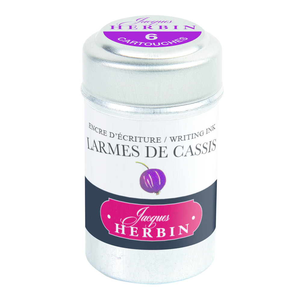 Картриджи с чернилами (6 шт) для перьевой ручки Herbin Larmes de cassis (пурпурный), артикул 20178T. Фото 1