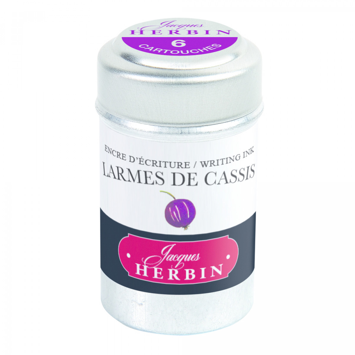 Картриджи с чернилами (6 шт) для перьевой ручки Herbin Larmes de cassis (пурпурный), 20178T Картриджи с чернилами (6 шт) для перьевой ручки Herbin Larmes de cassis (пурпурный), артикул 20178T. Фото 1