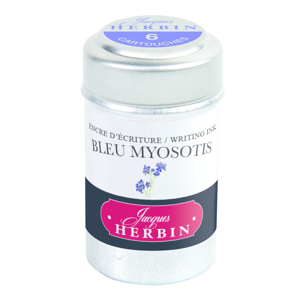 Картриджи с чернилами (6 шт) для перьевой ручки Herbin Bleu myosotis (фиолетово-синий), артикул 20115T. Фото 1