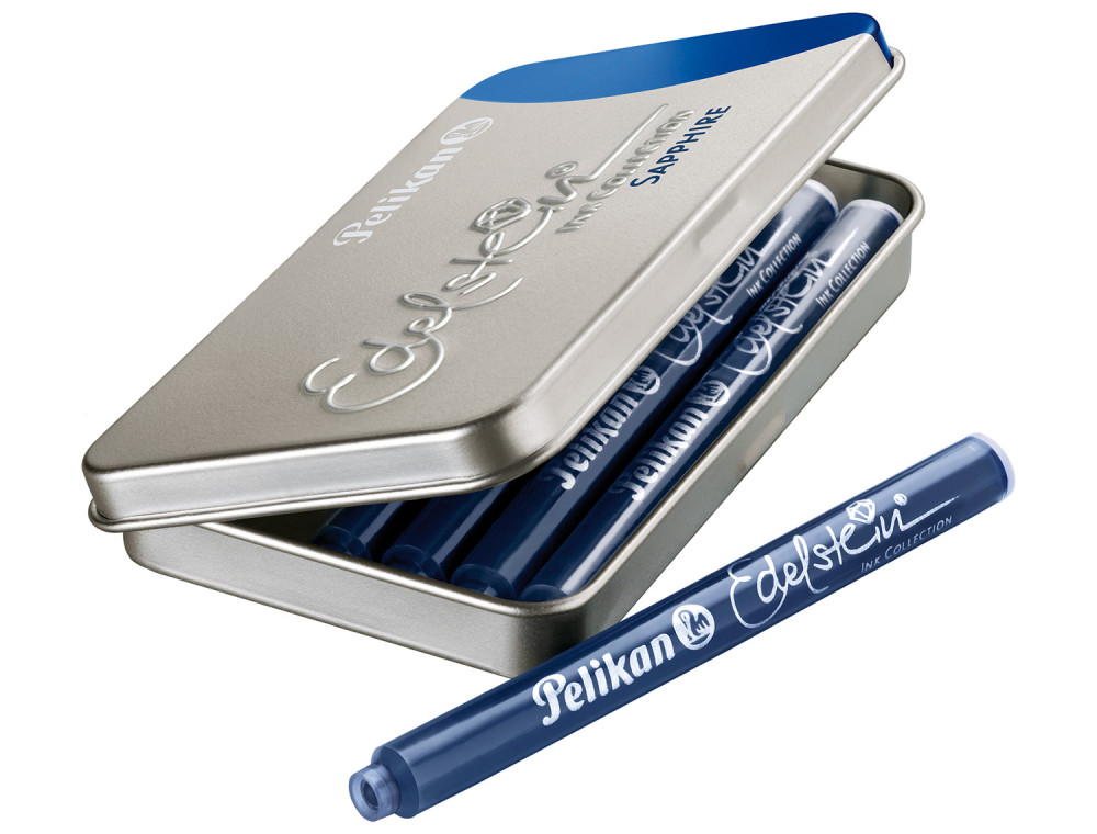 Картриджи с чернилами (6 шт) для перьевой ручки Pelikan Edelstein Sapphire синий, артикул 339630. Фото 2