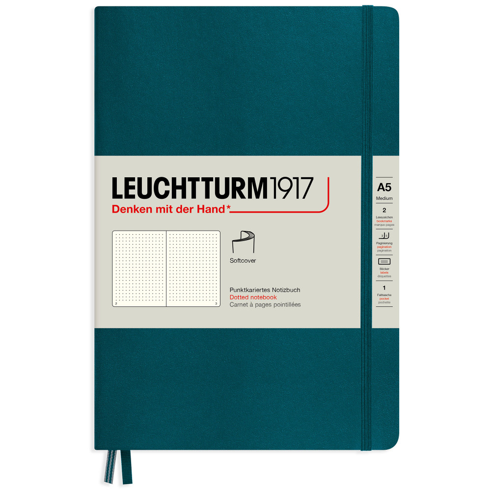 Записная книжка Leuchtturm Medium A5 Pacific Green мягкая обложка 123 стр, артикул 362848. Фото 1