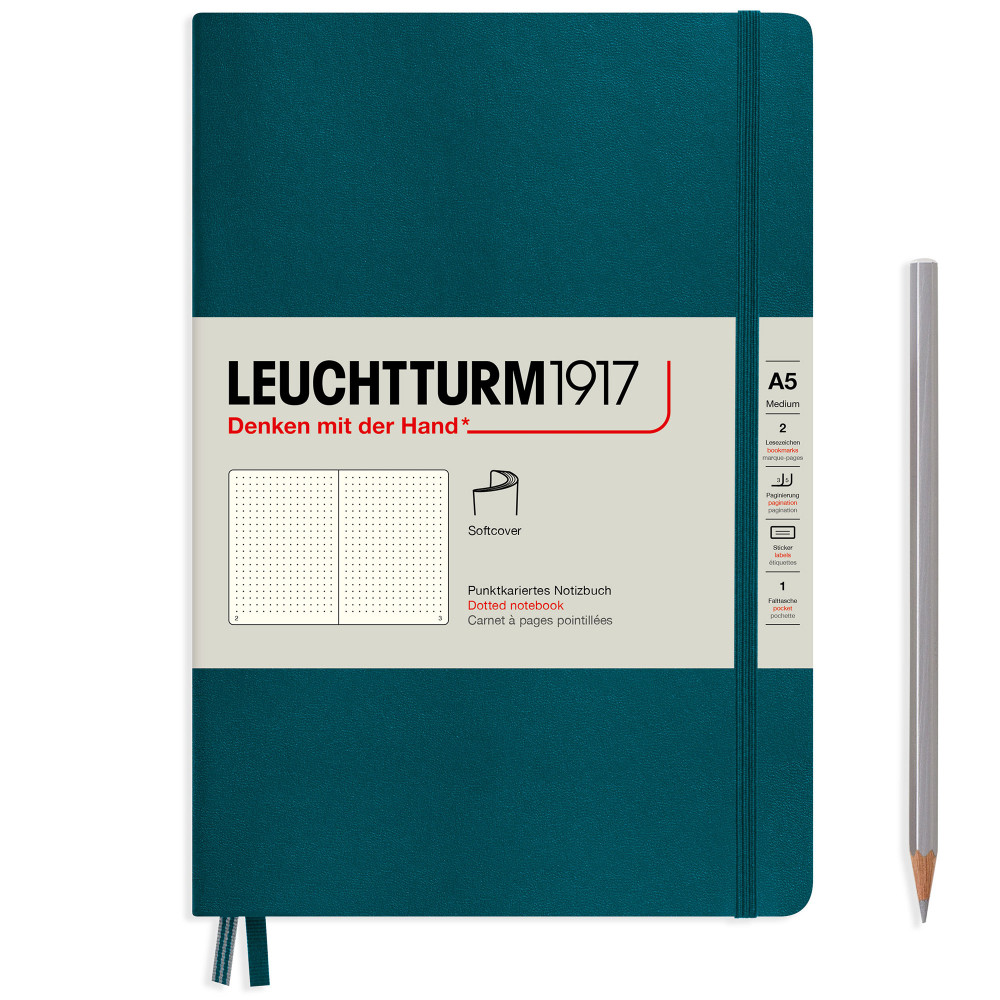 Записная книжка Leuchtturm Medium A5 Pacific Green мягкая обложка 123 стр, артикул 362848. Фото 2