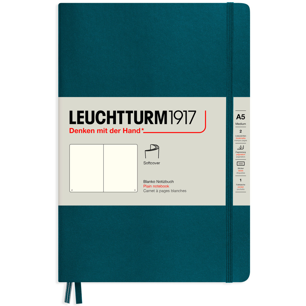 Записная книжка Leuchtturm Medium A5 Pacific Green мягкая обложка 123 стр, артикул 362848. Фото 3