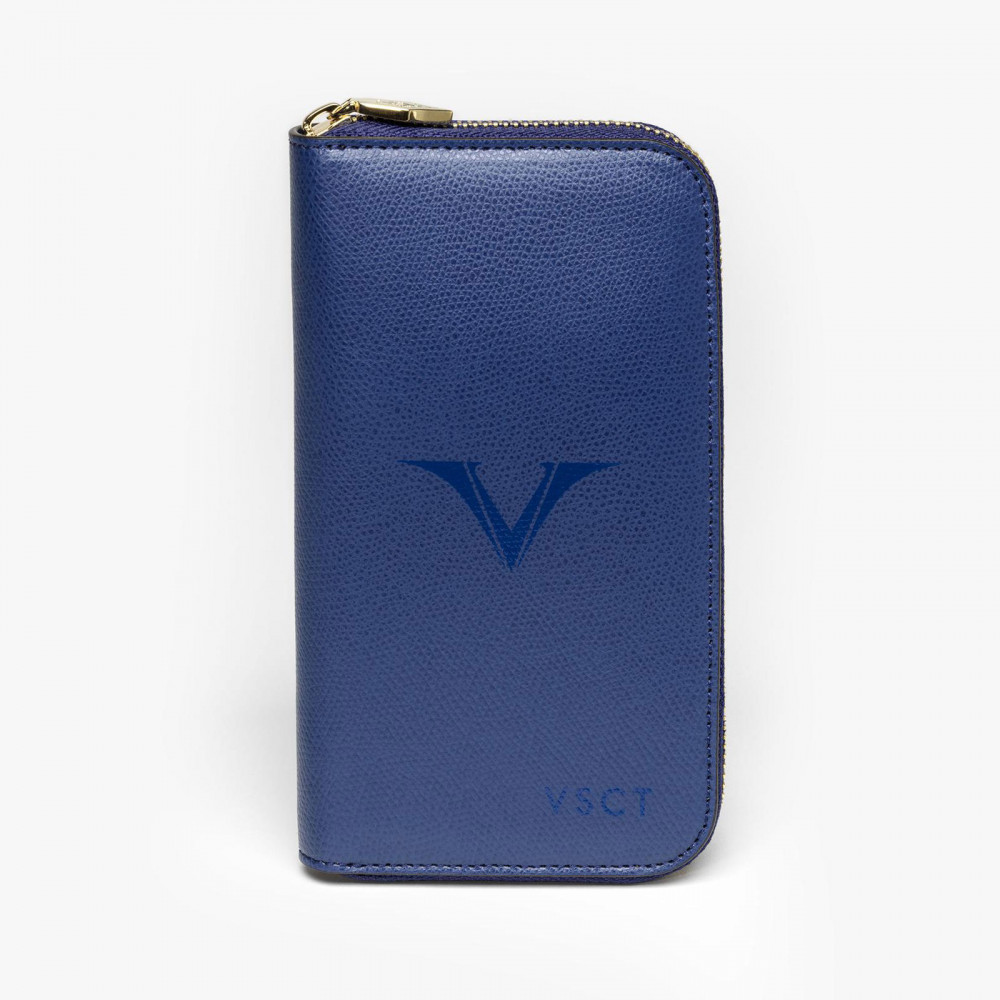 Кожаный чехол для трех ручек Visconti VSCT с держателем для карт синий, артикул KL07-02. Фото 2