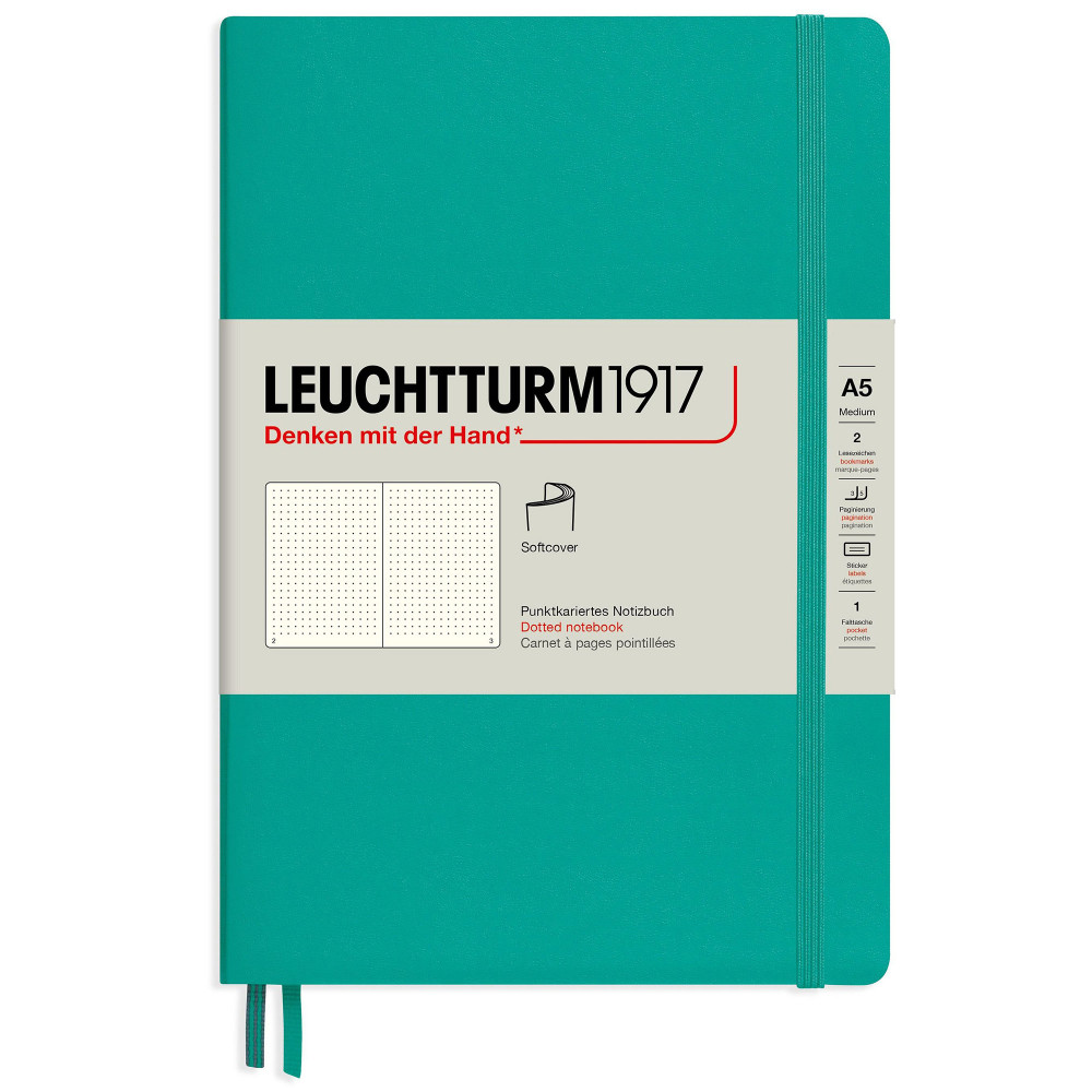 Записная книжка Leuchtturm Medium A5 Emerald мягкая обложка 123 стр, артикул 362847. Фото 1
