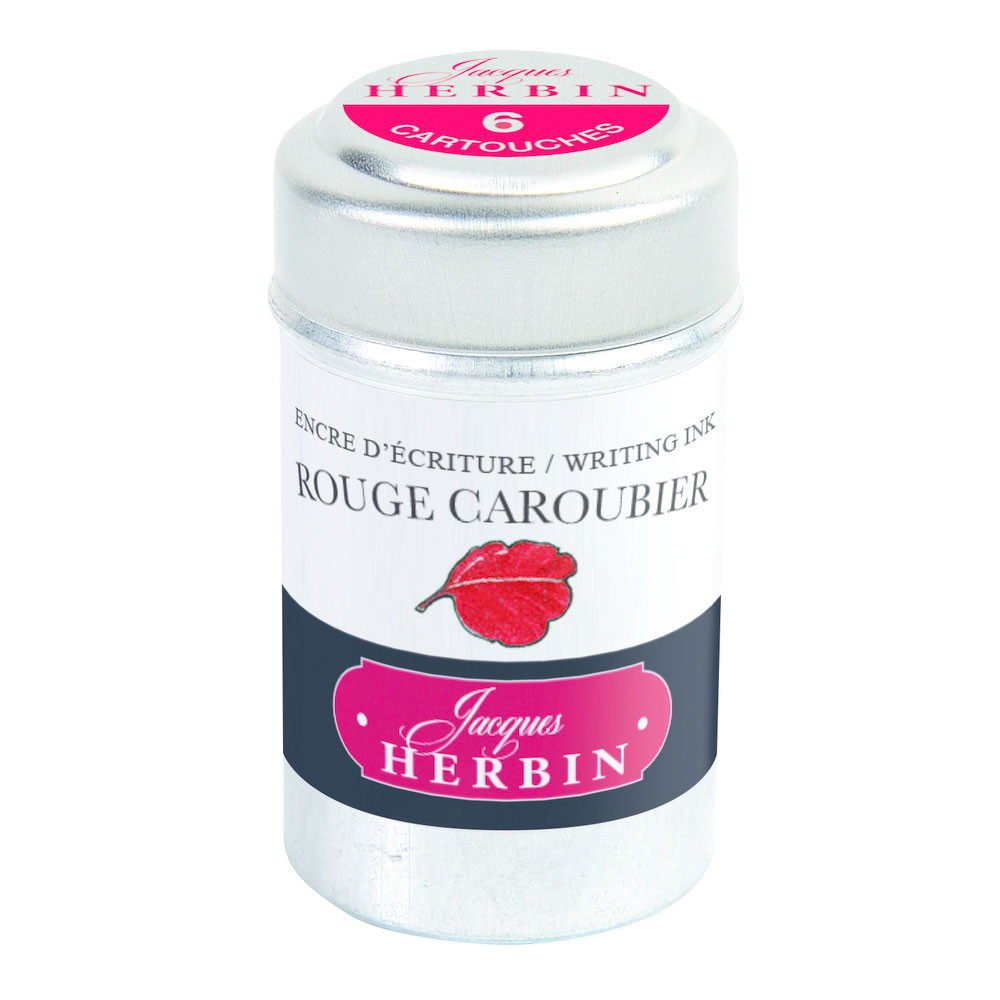 Картриджи с чернилами (6 шт) для перьевой ручки Herbin Rouge caroubier (алый), артикул 20122T. Фото 1