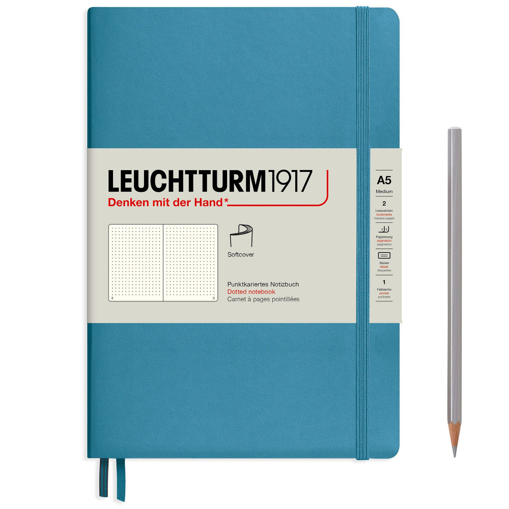 Записная книжка Leuchtturm Medium A5 Nordic Blue мягкая обложка 123 стр, артикул 362849. Фото 2