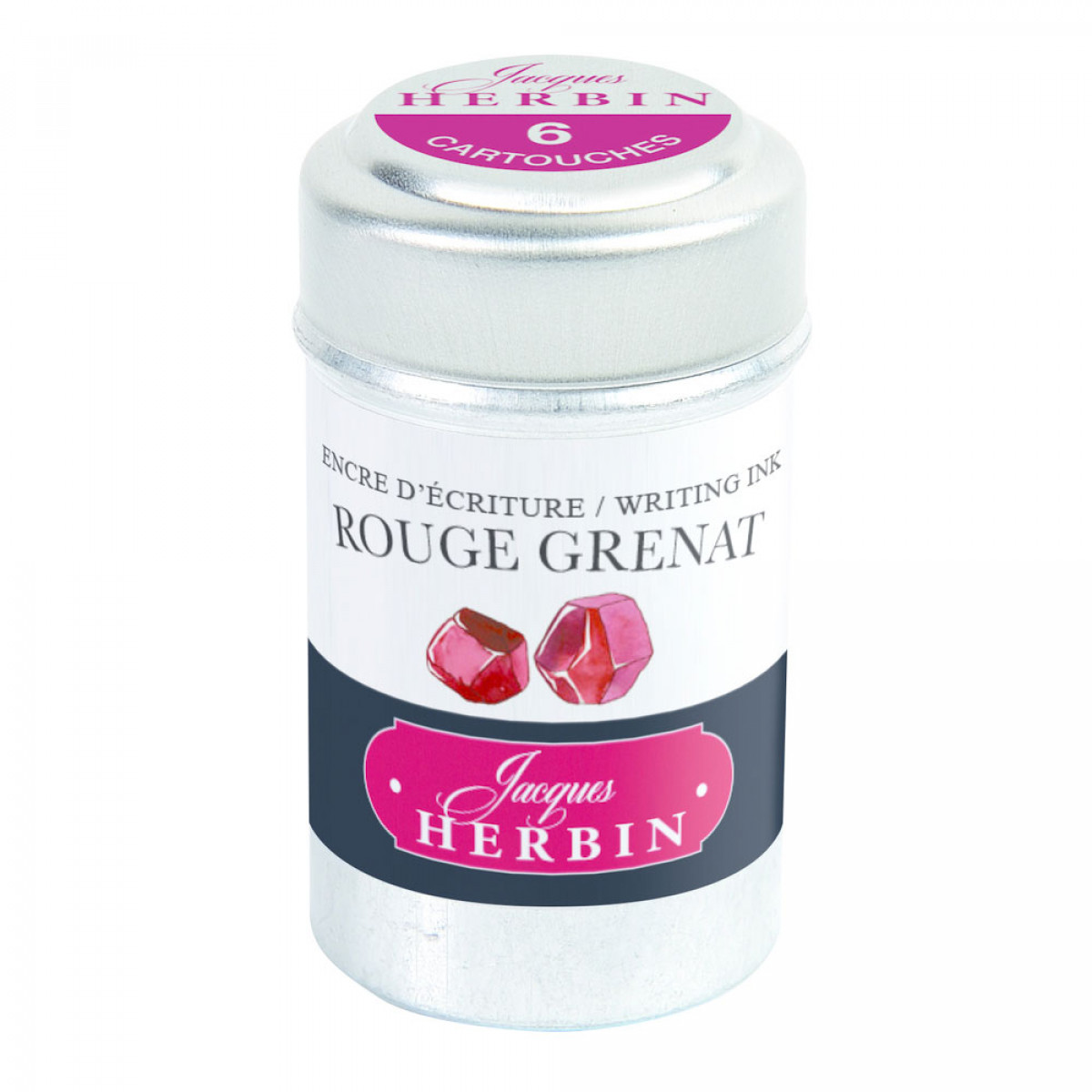 Картриджи с чернилами (6 шт) для перьевой ручки Herbin Rouge grenat (гранатовый), артикул 20129T. Фото 1