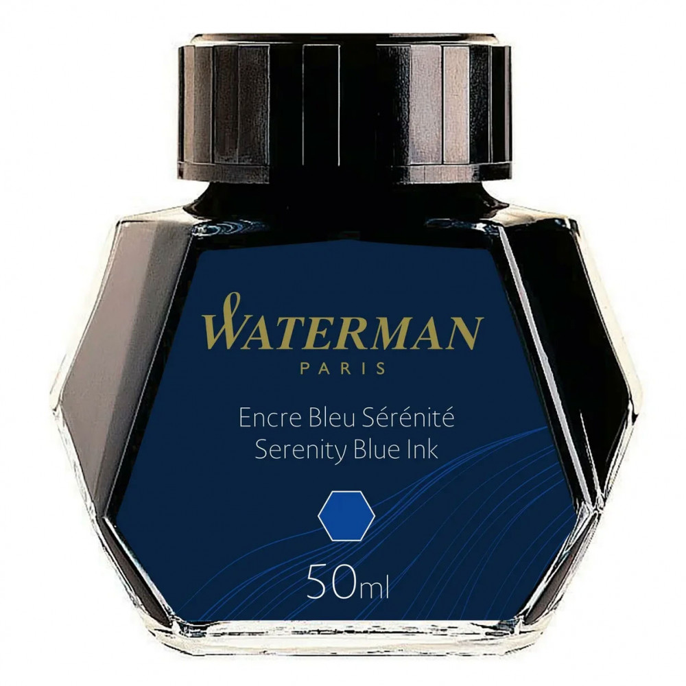Флакон с чернилами для перьевой ручки Waterman Serenity Blue синий, артикул S0110720. Фото 2