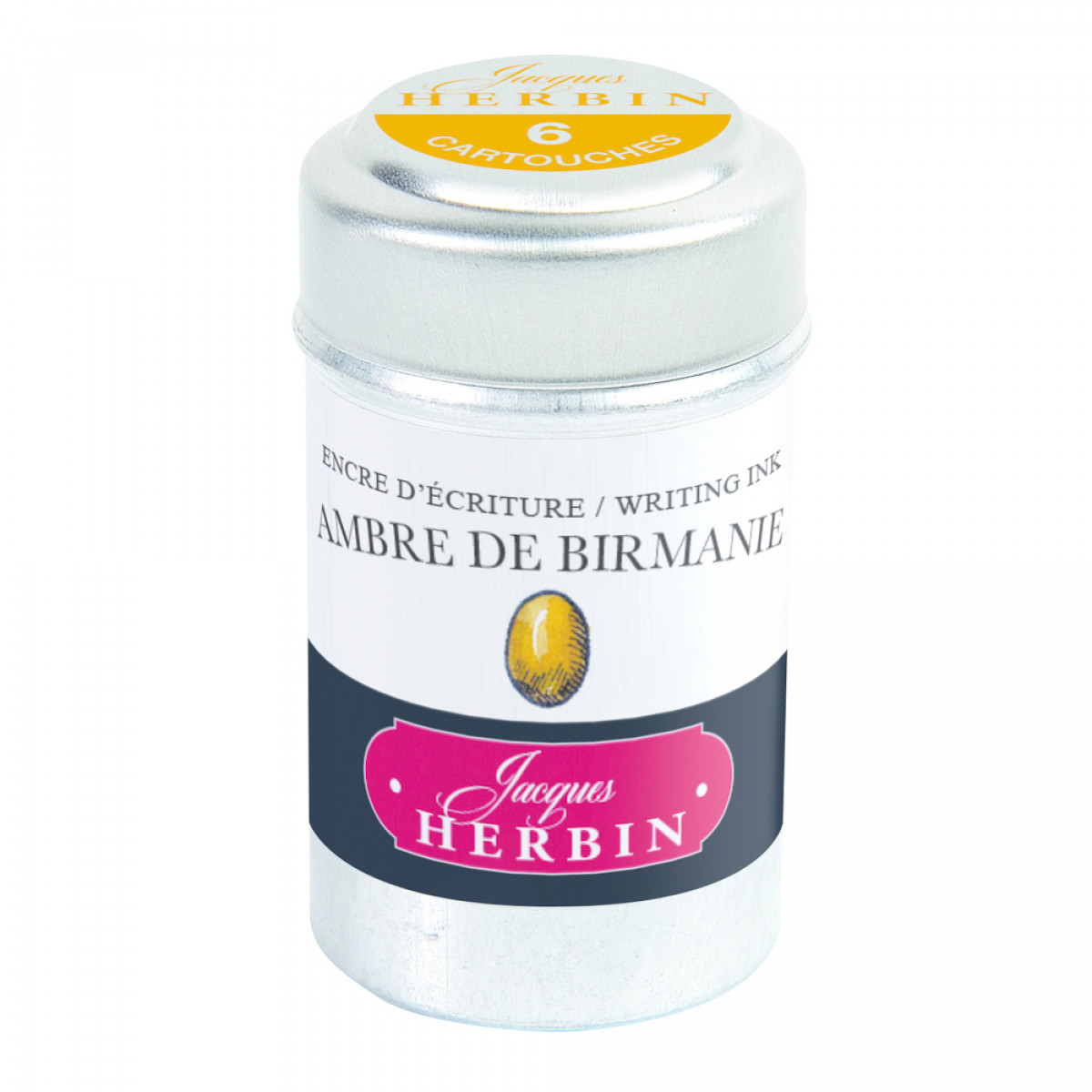 Картриджи с чернилами (6 шт) для перьевой ручки Herbin Ambre de Birmanie (желто-коричневый), 20141T Картриджи с чернилами (6 шт) для перьевой ручки Herbin Ambre de Birmanie (желто-коричневый), артикул 20141T. Фото 1