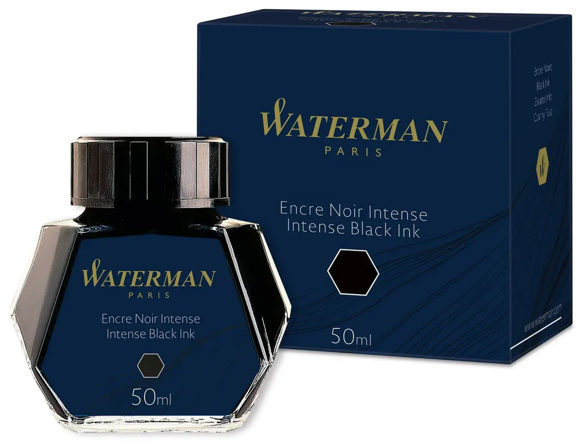 Флакон с чернилами для перьевой ручки Waterman Intense Black черный, S0110710 Флакон с чернилами для перьевой ручки Waterman Intense Black черный, артикул S0110710. Фото 1