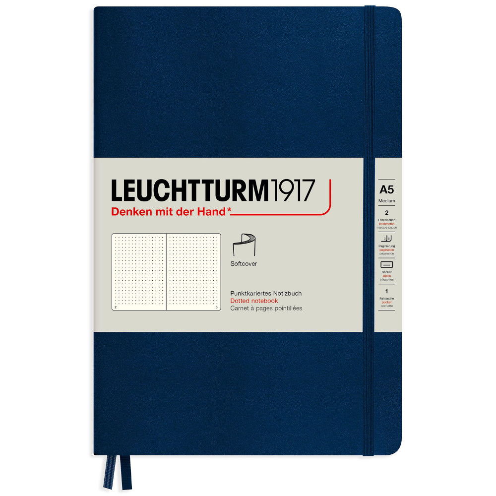 Записная книжка Leuchtturm Medium A5 Navy мягкая обложка 123 стр, артикул 362850. Фото 1