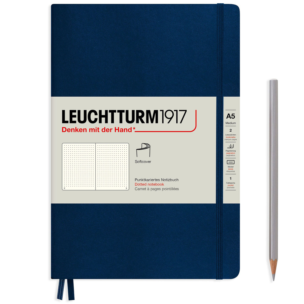 Записная книжка Leuchtturm Medium A5 Navy мягкая обложка 123 стр, артикул 362850. Фото 2