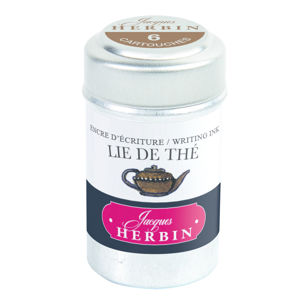 Картриджи с чернилами (6 шт) для перьевой ручки Herbin Lie de the (темно-коричневый), артикул 20144T. Фото 1