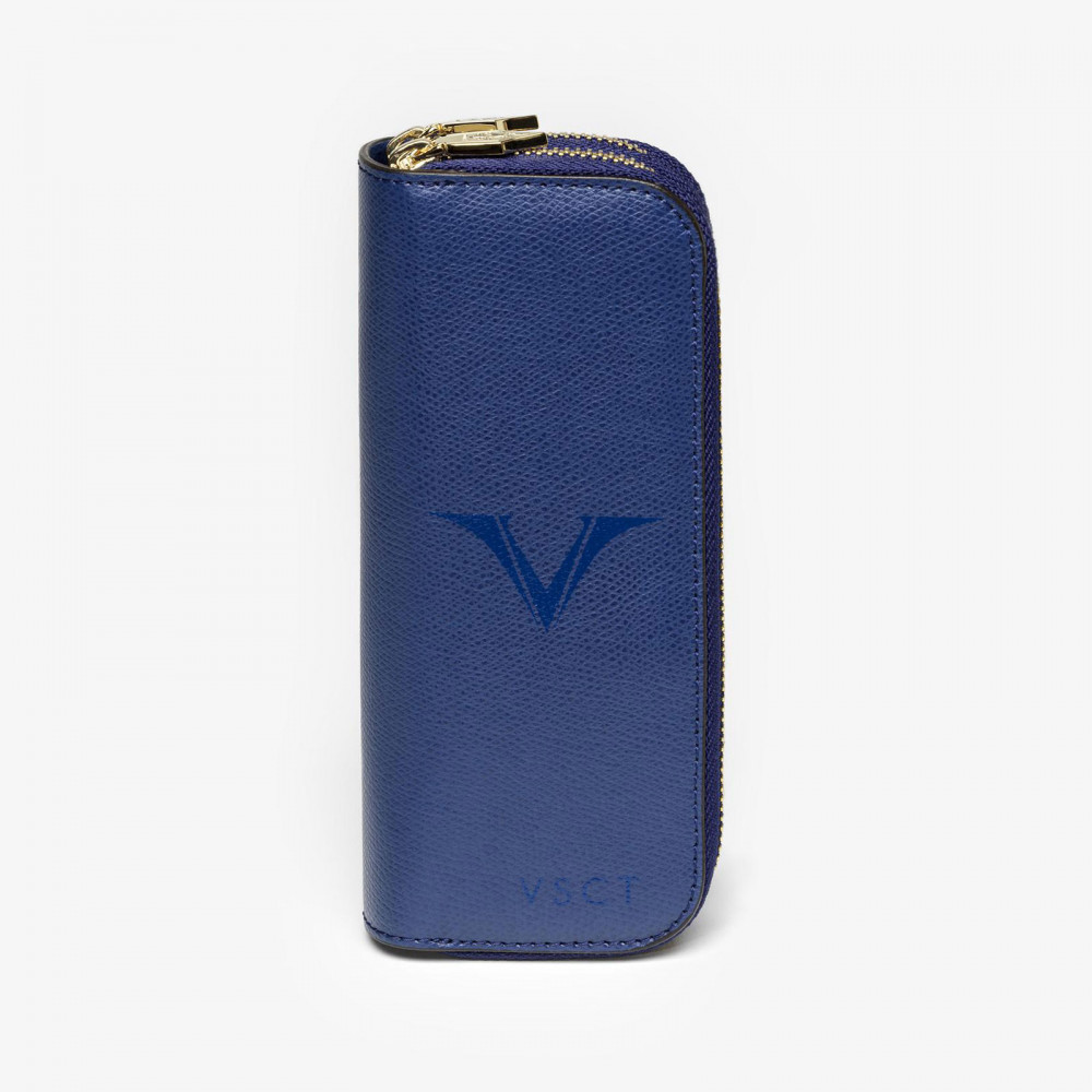 Кожаный чехол для четырех ручек Visconti VSCT синий, артикул KL08-02. Фото 2