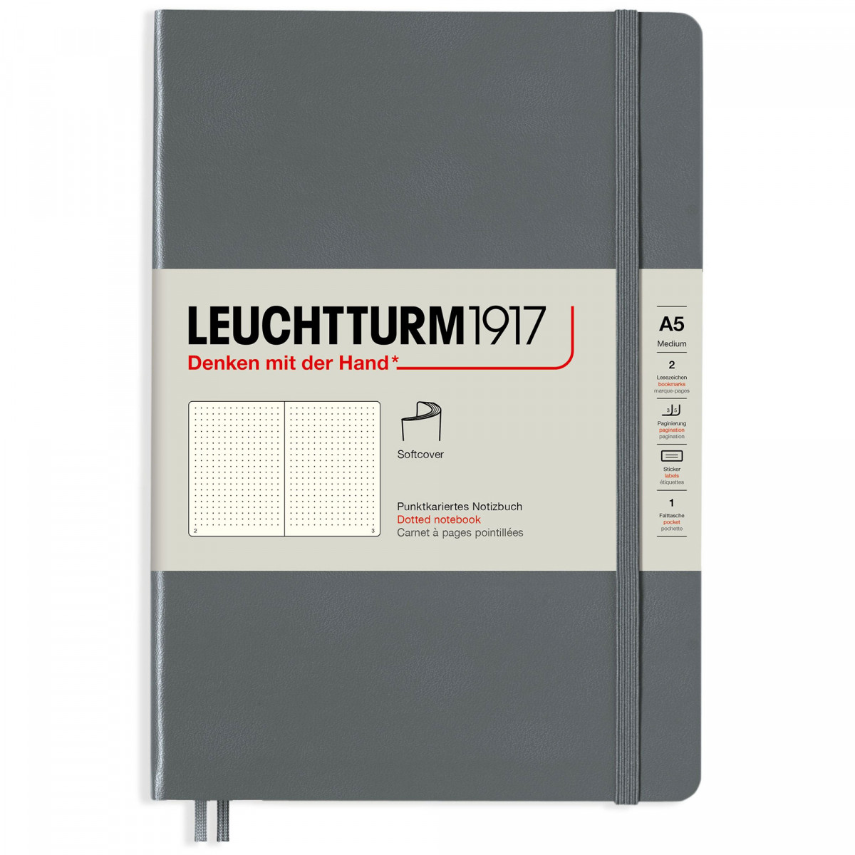 Записная книжка Leuchtturm Medium A5 Anthracite мягкая обложка 123 стр, 362851 Записная книжка Leuchtturm Medium A5 Anthracite мягкая обложка 123 стр, артикул 362851. Фото 1
