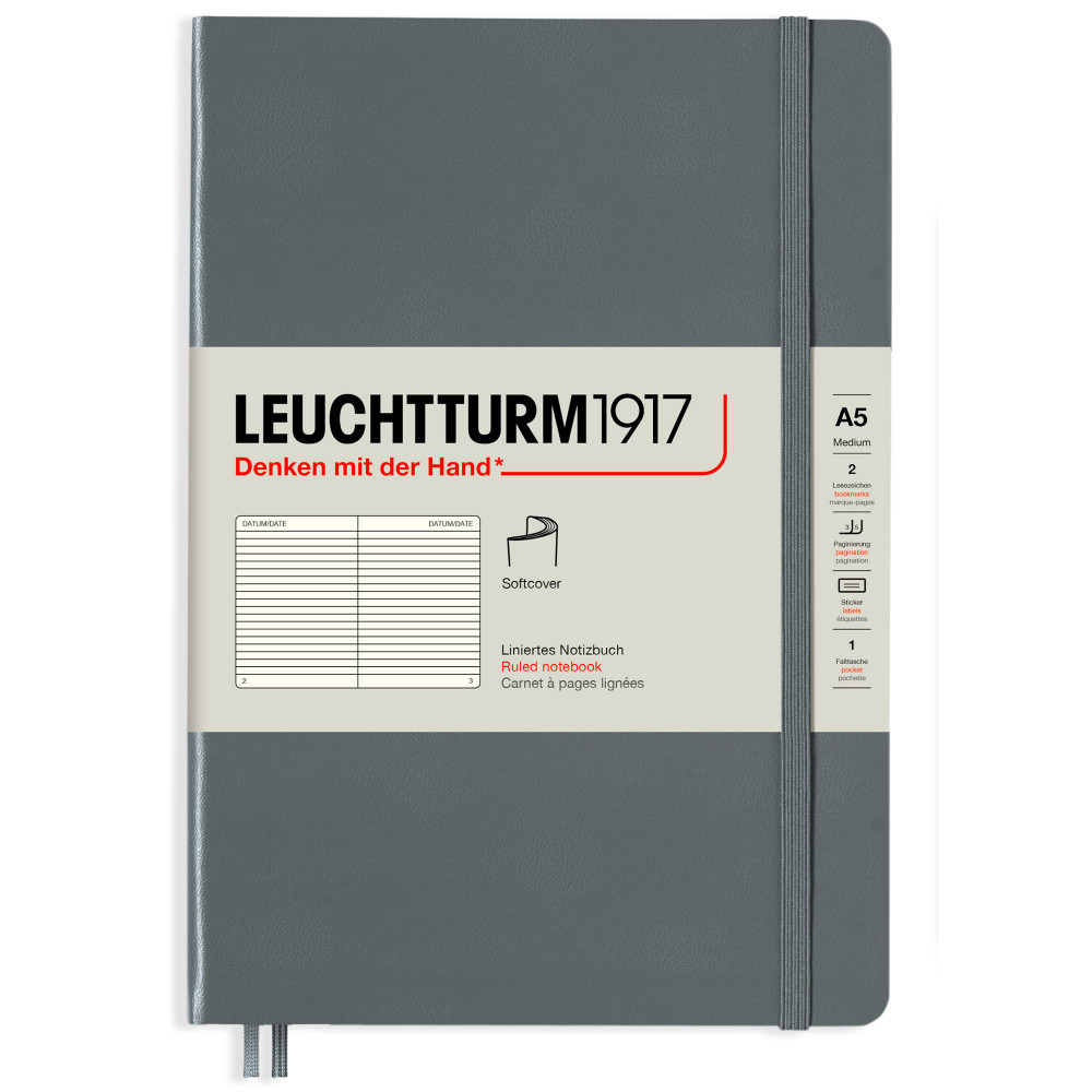 Записная книжка Leuchtturm Medium A5 Anthracite мягкая обложка 123 стр, артикул 362851. Фото 9