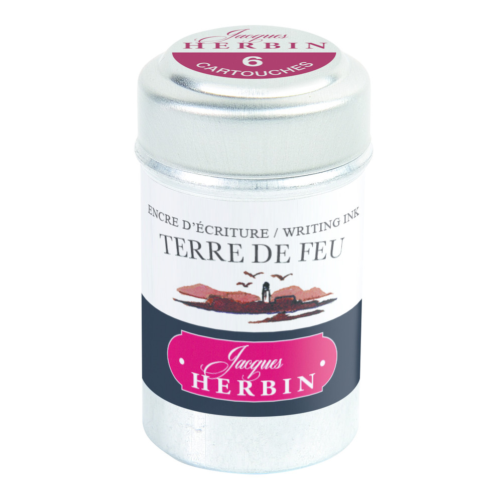 Картриджи с чернилами (6 шт) для перьевой ручки Herbin Terre de feu (красно-коричневый), артикул 20147T. Фото 1