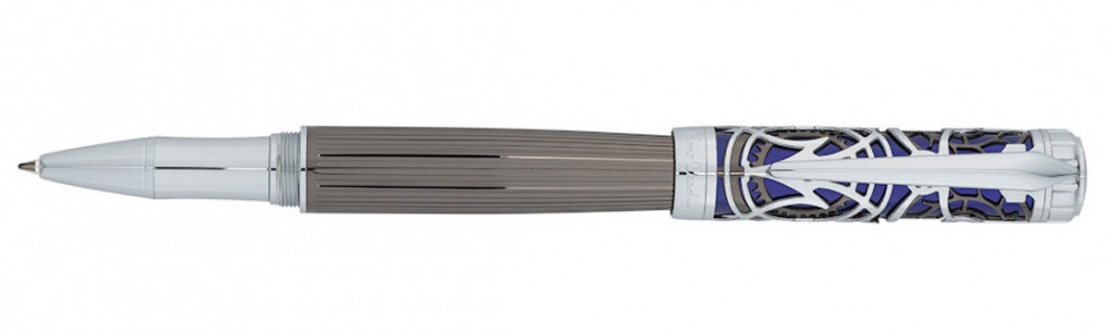 Ручка-роллер Pierre Cardin L'Esprit темно-серый и синий лак гравировка хром, артикул PC6606RP. Фото 1