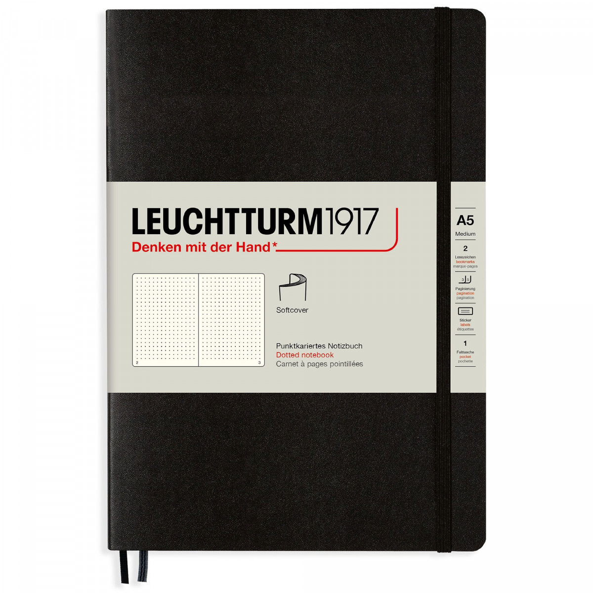 Записная книжка Leuchtturm Medium A5 Black мягкая обложка 123 стр, артикул 324804. Фото 1