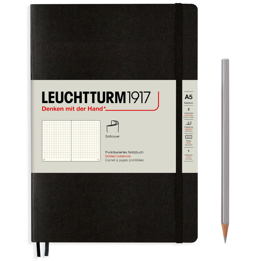 Записная книжка Leuchtturm Medium A5 Black мягкая обложка 123 стр, артикул 324804. Фото 2