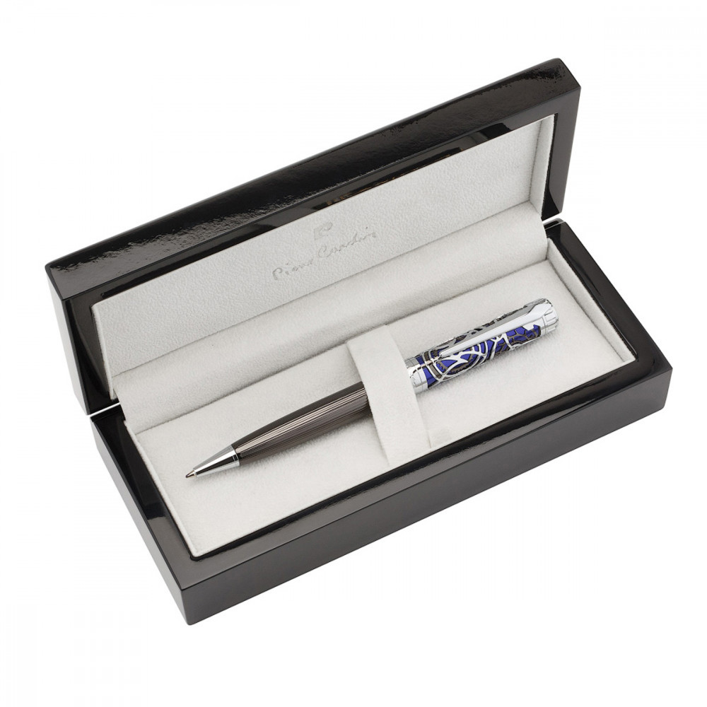 Шариковая ручка Pierre Cardin L'Esprit Soft Touch темно-серый и синий лак хром, артикул PC6606BP. Фото 2