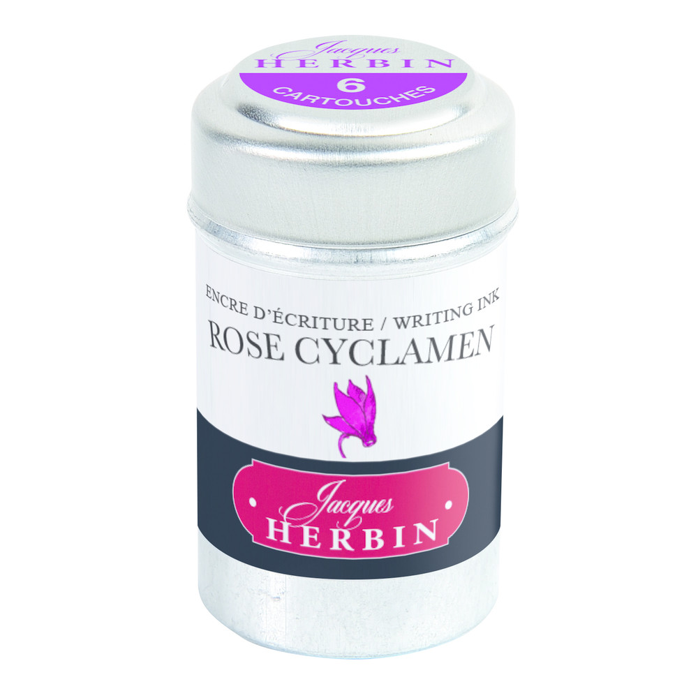 Картриджи с чернилами (6 шт) для перьевой ручки Herbin Rose cyclamen (розовый цикламен), артикул 20166T. Фото 1