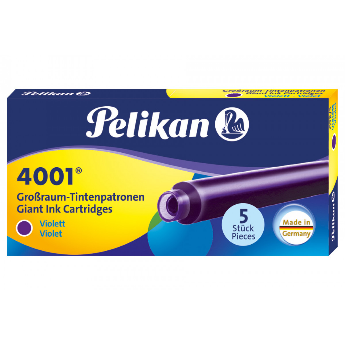 Картриджи с чернилами (длинные, 5 шт) для перьевой ручки Pelikan 4001 Violet, артикул 310664. Фото 1