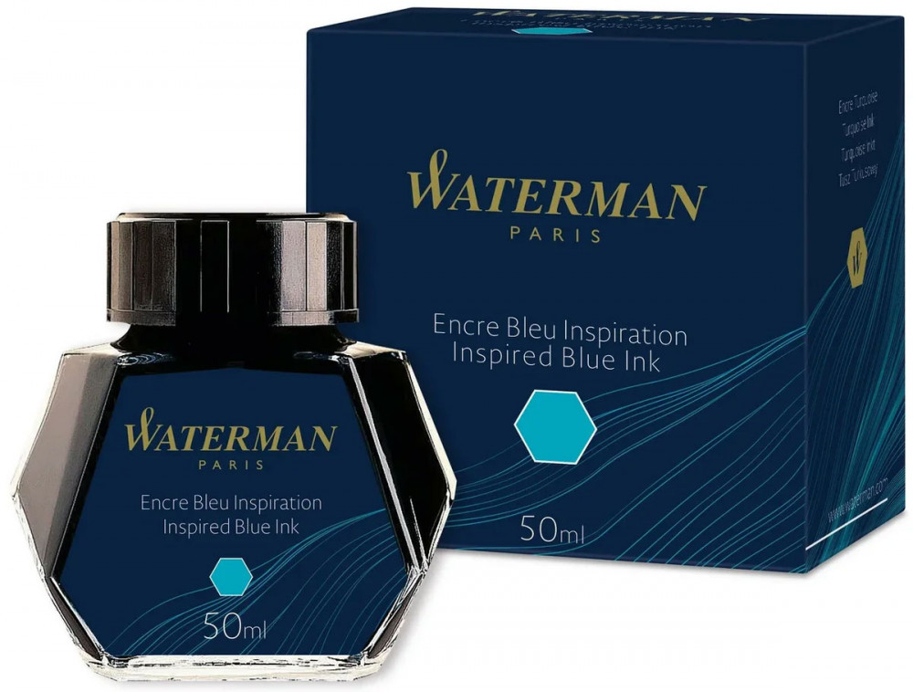Флакон с чернилами для перьевой ручки Waterman Inspired Blue голубой, артикул S0110810. Фото 1