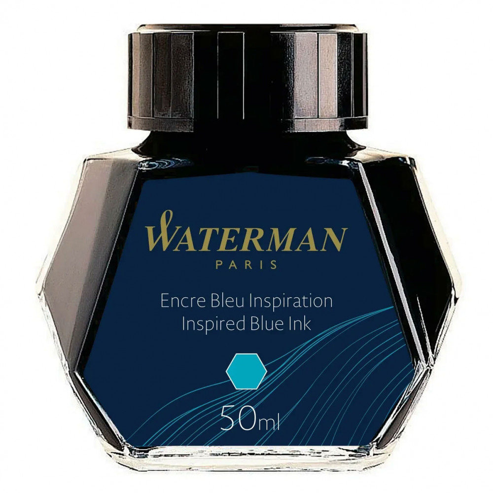 Флакон с чернилами для перьевой ручки Waterman Inspired Blue голубой, артикул S0110810. Фото 2