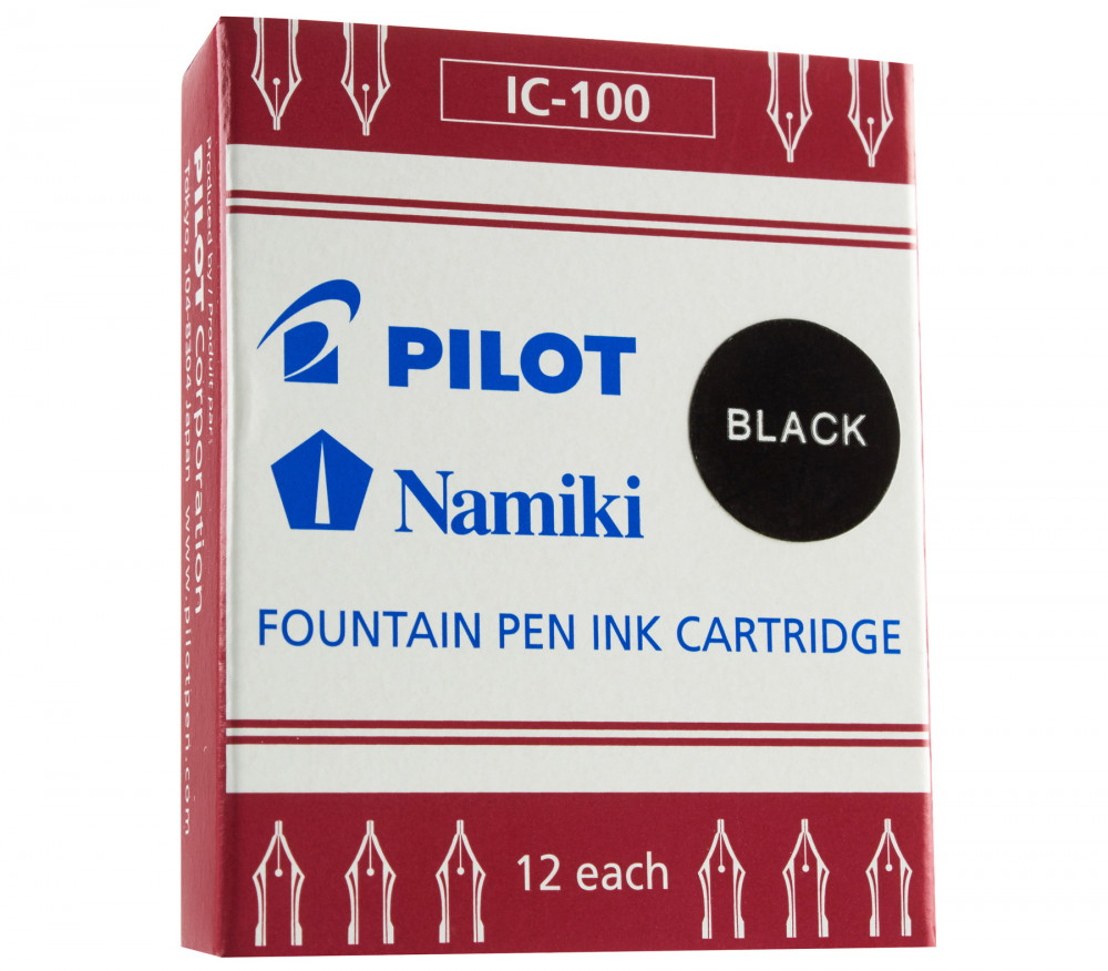 Картриджи с чернилами (12 шт) для перьевых ручек Pilot Fine Writing черный, артикул ic-100-b. Фото 1
