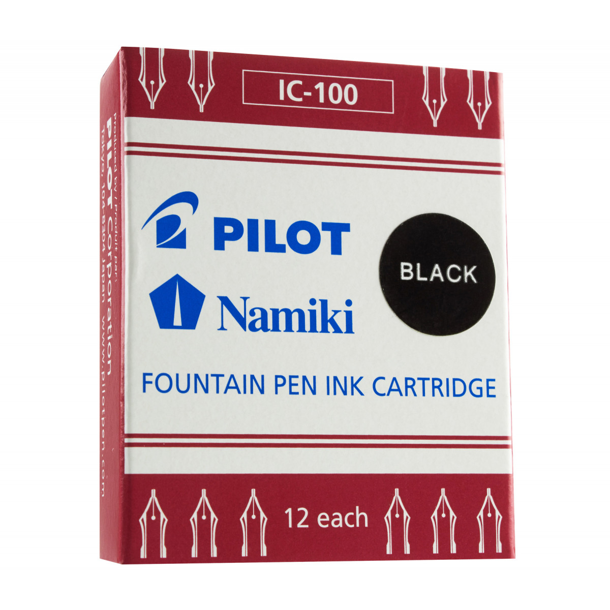 Картриджи с чернилами (12 шт) для перьевых ручек Pilot Fine Writing черный, ic-100-b Картриджи с чернилами (12 шт) для перьевых ручек Pilot Fine Writing черный, артикул ic-100-b. Фото 1