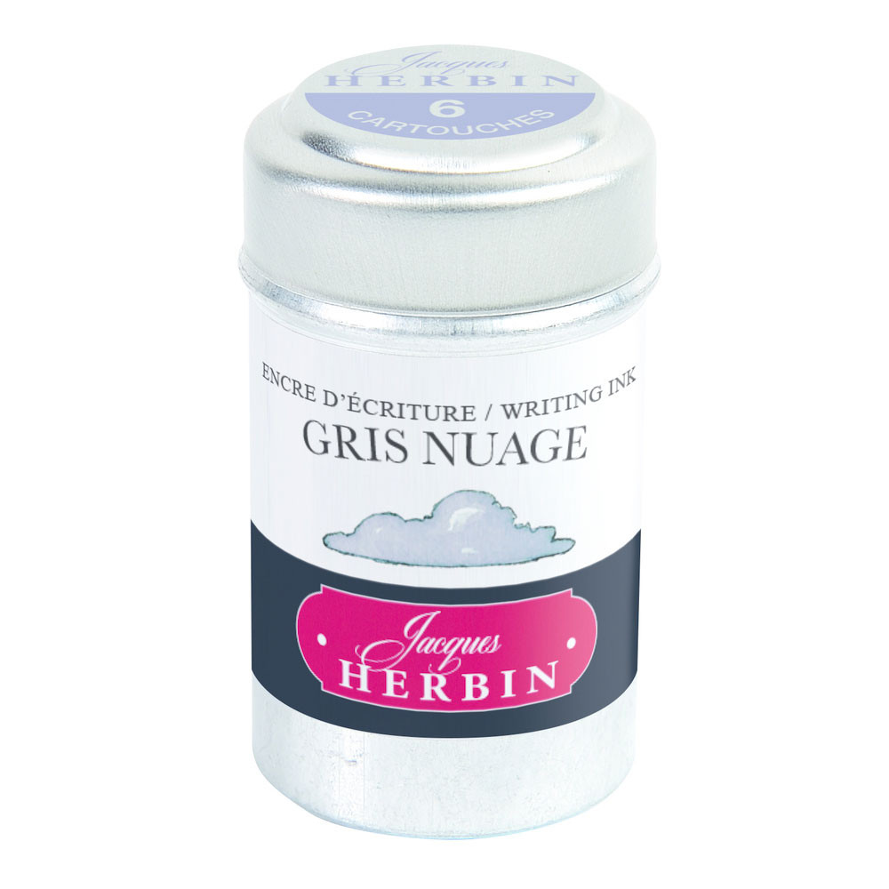 Картриджи с чернилами (6 шт) для перьевой ручки Herbin Gris nuage (светло-серый), артикул 20108T. Фото 1