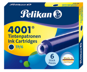 Картриджи с чернилами (короткие, 6 шт) для перьевой ручки Pelikan 4001 Royal Blue