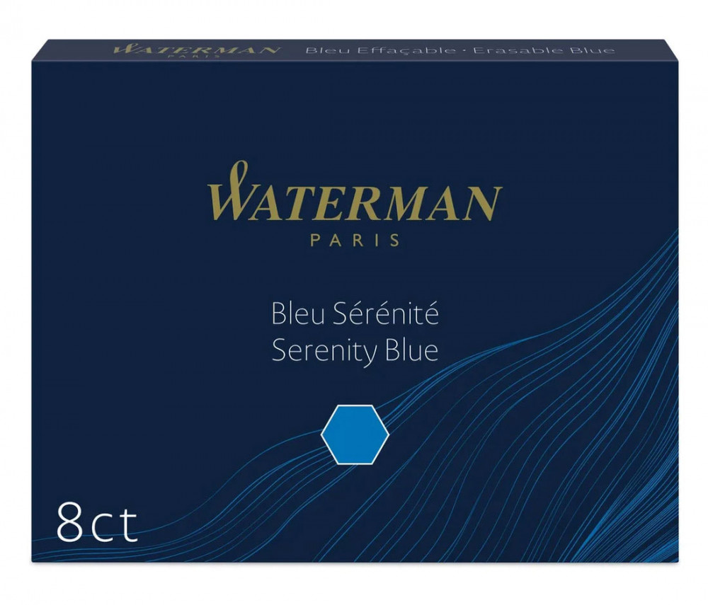 Картриджи Standart (длинные, 8 шт) для перьевой ручки Waterman синий, артикул S0110860. Фото 1