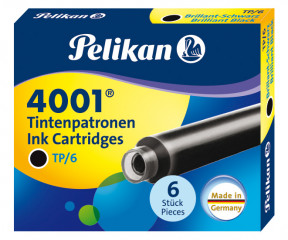 Картриджи с чернилами (короткие, 6 шт) для перьевой ручки Pelikan 4001 Brilliant Black