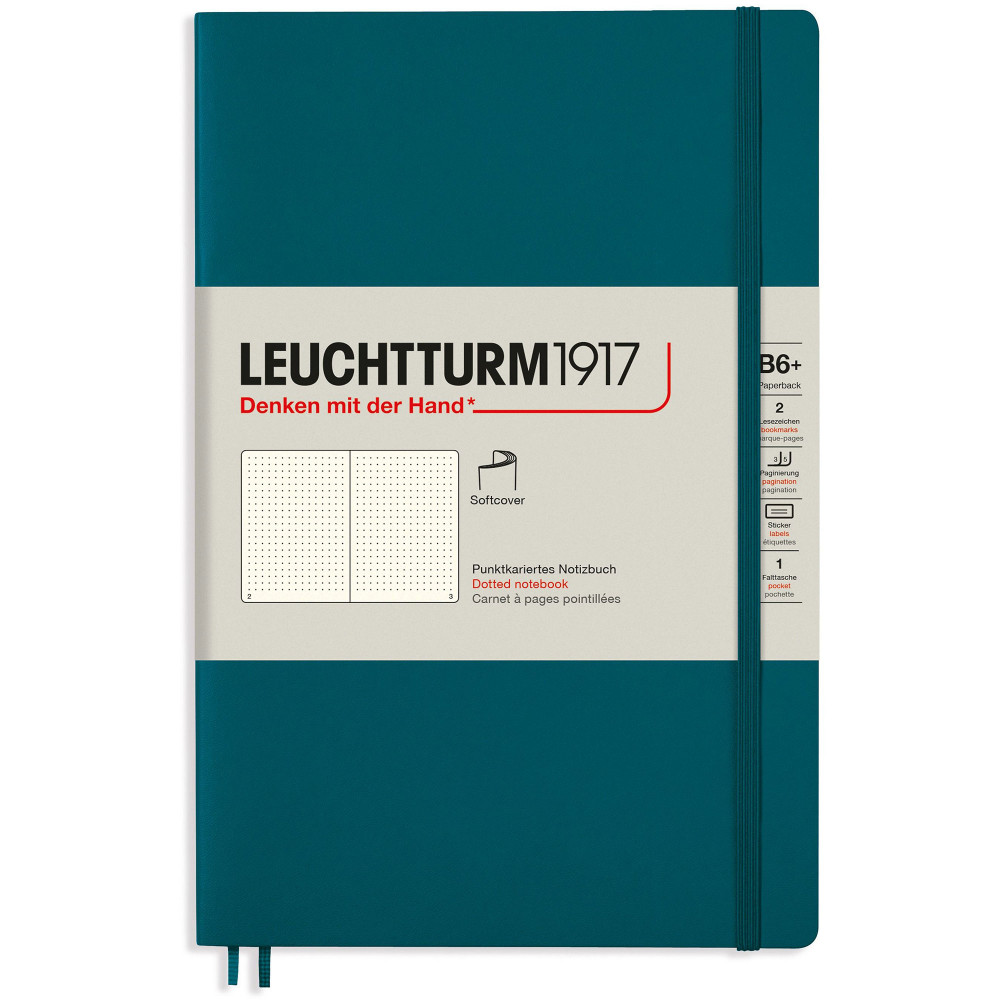 Записная книжка Leuchtturm Paperback B6+ Pacific Green мягкая обложка 123 стр, артикул 359679. Фото 1