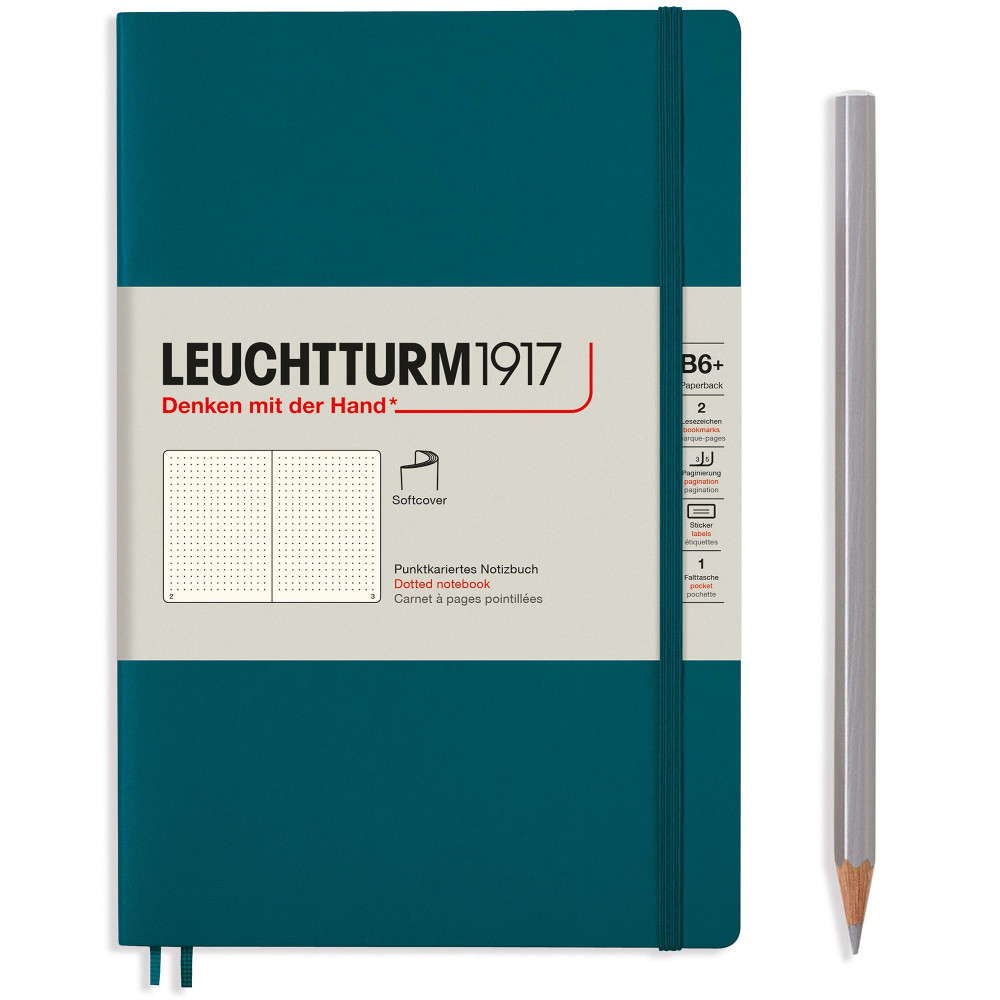 Записная книжка Leuchtturm Paperback B6+ Pacific Green мягкая обложка 123 стр, артикул 359679. Фото 2