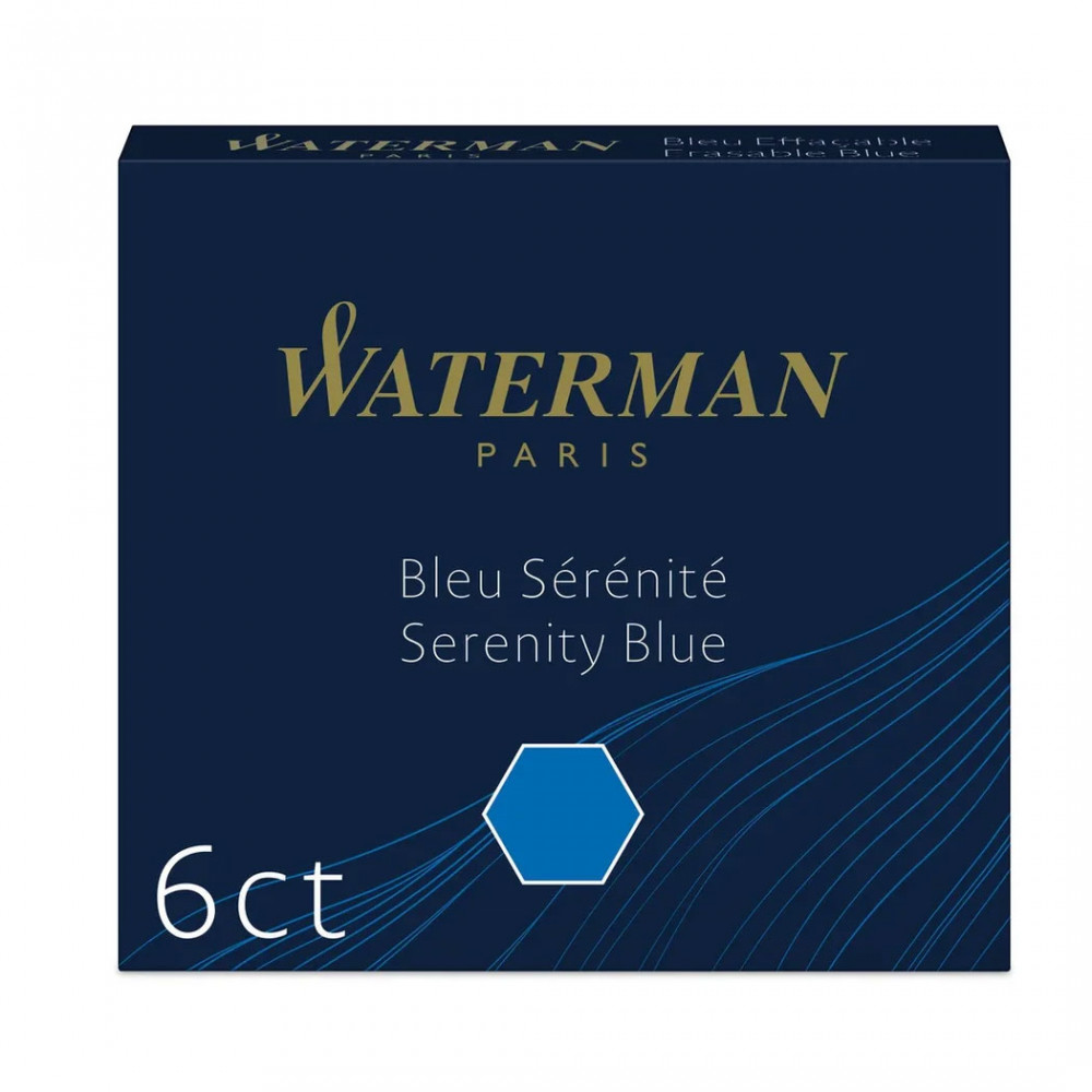 Картриджи International (короткие, 6 шт) для перьевой ручки Waterman синий, артикул S0110950. Фото 1