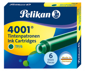 Картриджи с чернилами (короткие, 6 шт) для перьевой ручки Pelikan 4001 Dark Green
