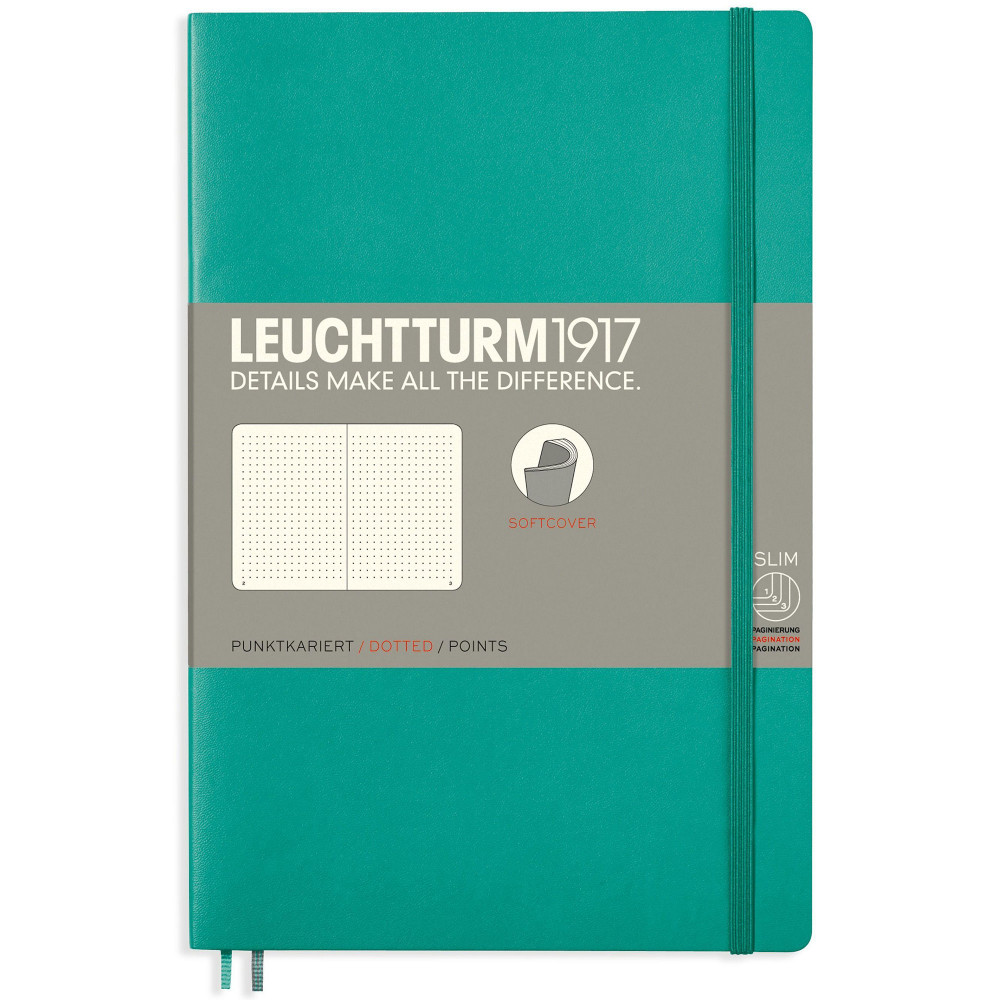 Записная книжка Leuchtturm Paperback B6+ Emerald мягкая обложка 123 стр, артикул 358309. Фото 1