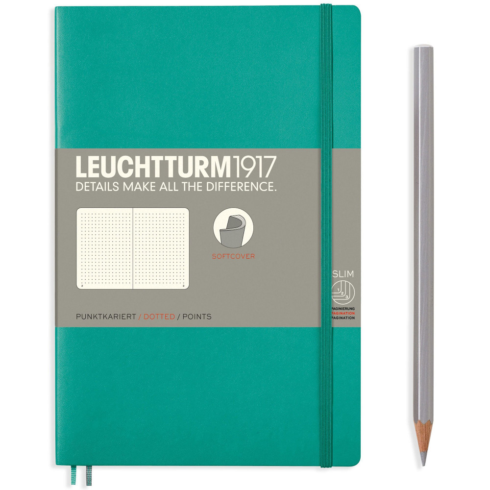 Записная книжка Leuchtturm Paperback B6+ Emerald мягкая обложка 123 стр, артикул 358309. Фото 2