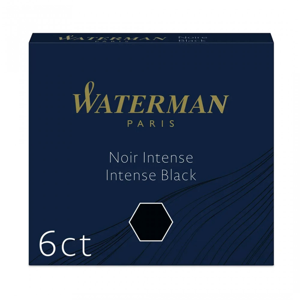 Картриджи International (короткие, 6 шт) для перьевой ручки Waterman черный, артикул S0110940. Фото 1