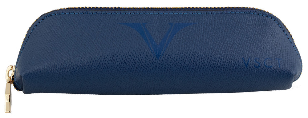 Кожаный пенал на молнии Visconti VSCT синий, артикул KL01-02. Фото 1