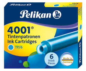 Картриджи с чернилами (короткие, 6 шт) для перьевой ручки Pelikan 4001 Turqouise