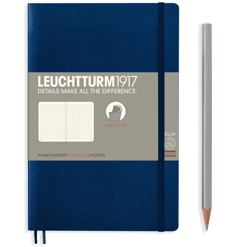 Записная книжка Leuchtturm Paperback B6+ Navy мягкая обложка 123 стр, артикул 358318. Фото 2